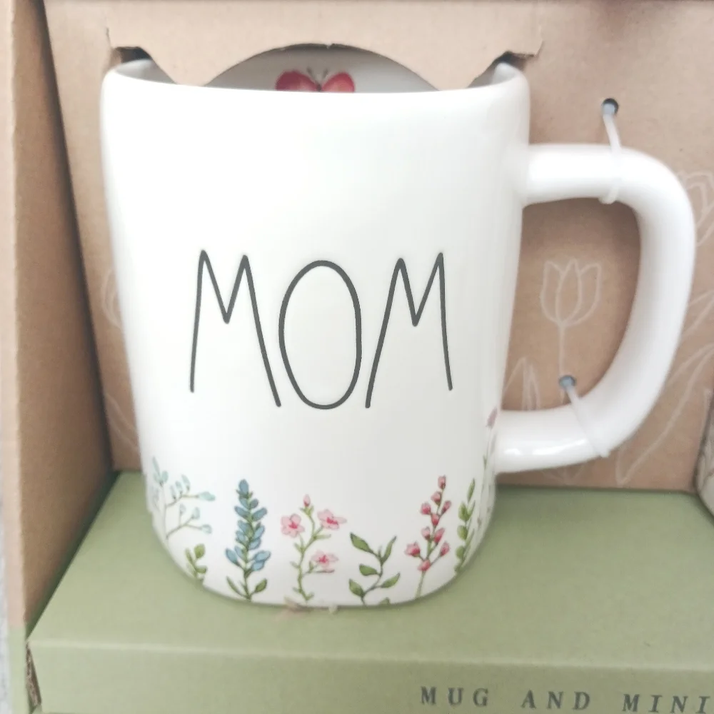 Rae Dunn Mom and Mini Floral Butterfly Ceramic Mug Gift Box Set - Picture 2 of 16